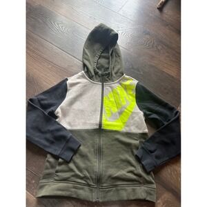 Kids Nike Standard Fit Full Zip Hoodie Jacket Green Black Neon Yellow Size M 10